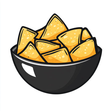 yellow nachos in black bowl clip art preview