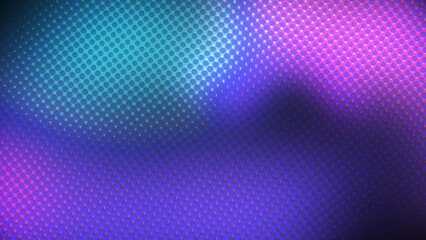 Abstract retro style 90s wave gradient color glow neon texture halftone dots background.