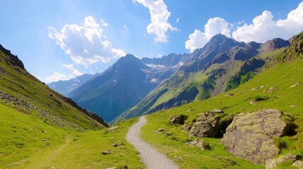 A scenic mountain road leading to a summit, symbolizing the strategic planning process, with challenges and rewards clearly marked along the way