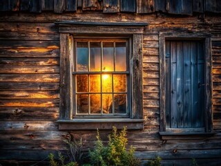 Old House Window in Low Light - Captivating Atmosphere and Timeless Charm for Nostalgic Photography