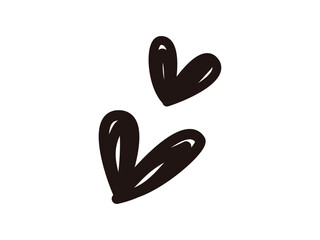 手書き_ラフに塗りつぶされた2つのハート