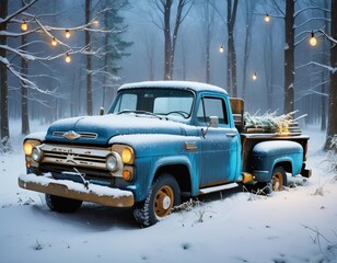 old truck in the snow