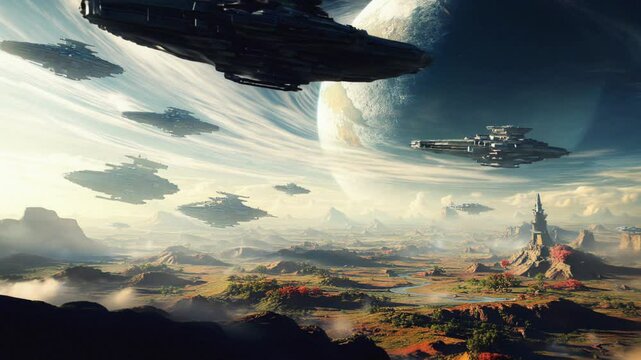 Armada of spaceship on a exoplanet