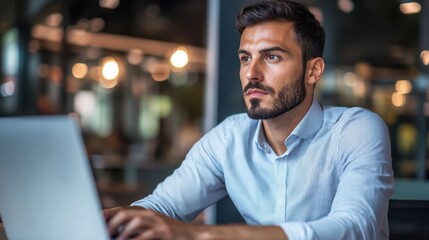 Fototapeta premium Business developer using CRM software to track sales, up-sell opportunities, and customer interactions for growth