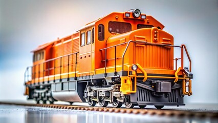 Orange Diesel Locomotive Model on White Background - Perfect for Collectors and Train Enthusiasts