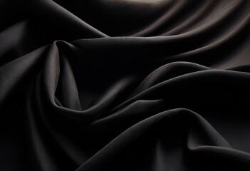 Obraz premium textured black fabric arranged elegantly minimalist wooden background creating modern visual contrast, textile, design, smooth, surface, simplicity, chic