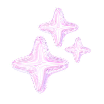 3D Holographic Pink Crystal Elements 