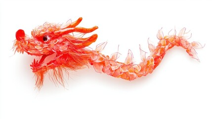 Chinese New Year dragon beard candy, delicate and spun, isolated on white background, festive and traditional