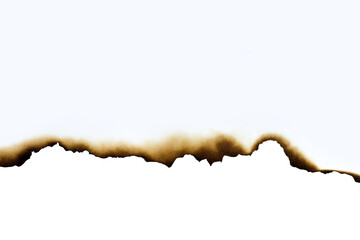 White paper burned isolated on white background with clipping path.