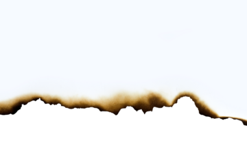 White paper burned isolated on white background with clipping path.