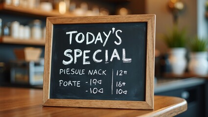 Caf chalkboard sign with Todays Special in bold and menu below