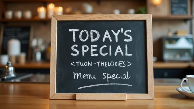 Caf chalkboard sign with Todays Special in bold and menu below