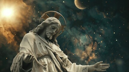 Obraz premium Jesus in space combining science fiction with religious themes
