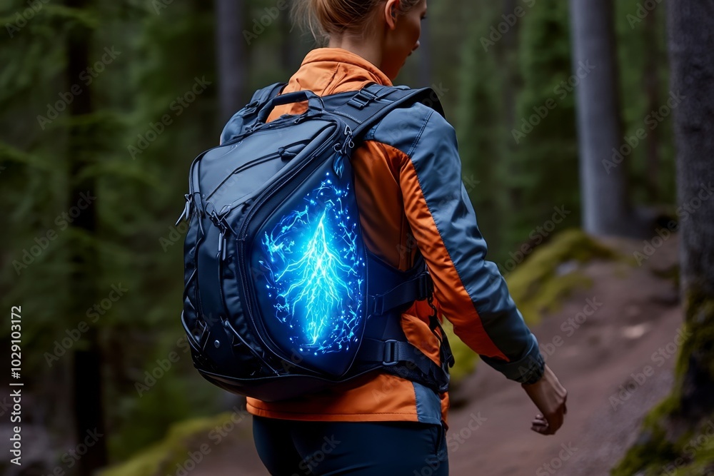 Poster a magical fanny pack that expands into a full-size adventure bag, glowing with ethereal light as it 