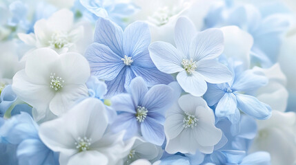 White bouquet accented with soft blue flowers delicate