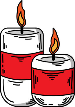 red and white candles burning clip art preview