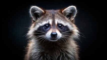 Raccoon Portrait on Black Background - Captivating Wildlife Photography
