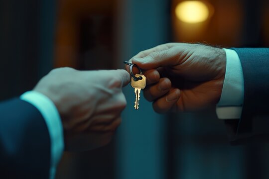 Real Estate Agent Handing Key to New Homeowner