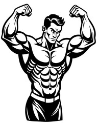 bodybuilder showing his muscles silhouette vector black people 