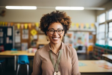 Portrait of a smiling female African American kindergarten teacher