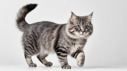 Obraz premium Blue siberian cat on grey background