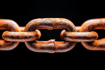 Fototapeta premium Minimalist silhouette of a rusted metal chain, with just the outline of the decayed links, capturing the strength and fragility of old metal in a simple, clean form