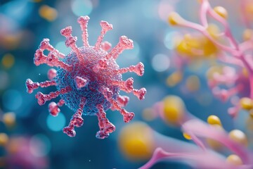 Fototapeta premium Coronavirus Molecular Structure: Detailed Magnified View