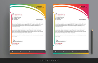 Modern Creative and Clean Corporate Business Letterhead Design, Gradient Minimalist Letterhead Template