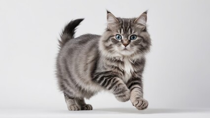 Obraz premium Blue siberian cat on grey background