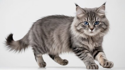 Obraz premium Blue siberian cat on grey background