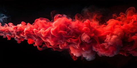 Fototapeta premium Red Smoke on Black Background - Dramatic Drone Photography for Visual Impact