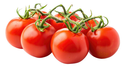 ** Fresh Red Tomatoes on Vine Isolated on White Background Perfect for Culinary and Health-Themed Projects

**