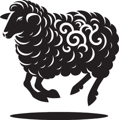 Black silhouette of domestic sheep on a white background vector illustration