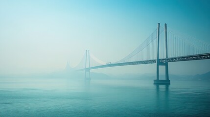 Fototapeta premium Bridge Over the Sea in a Misty Morning