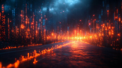 Fototapeta premium Energy Networks Merging with Digital Market Signals