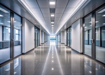 Spacious Empty Corridor in Contemporary Building Captured with Tilt-Shift Photography for Architectural Inspiration and Design Concepts