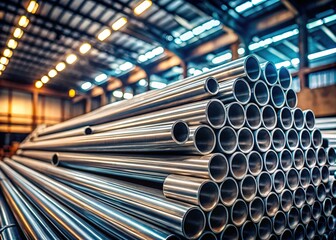 Shrunken Steel Pipes in an Industrial Warehouse - Perfect Background for Metal Product Presentation with High-Quality Portrait Photography