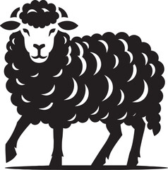 Black silhouette of domestic sheep on a white background vector illustration