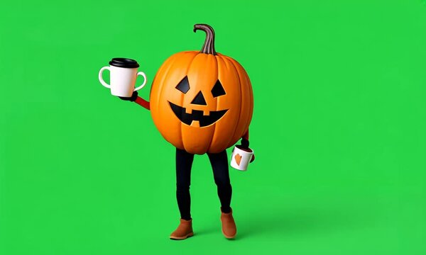 halloween pumpkin character coffe