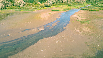 River winding through cracked, dry earth