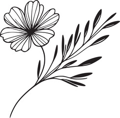 This is an illustration of flowers in a simple and modern line art style. 