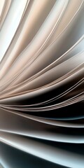 Obraz premium Abstract close-up of curved paper sheets in soft tones, creating a wave-like effect.