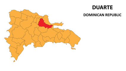 Duarte Map is highlighted on the Dominican Republic map with detailed state and region outlines.