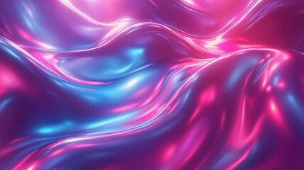 Obraz premium Neon lights reflecting off sleek metallic surfaces, blending into abstract waves of energy, evoking technology, modern art, and innovation