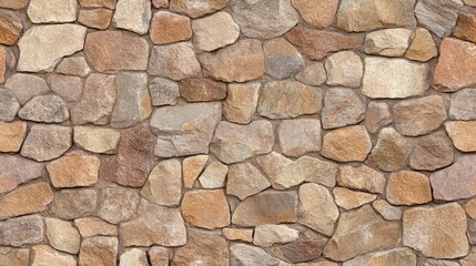 This seamless texture showcases a brown rock wall featuring weathered stones of various sizes and chipped edges, ideal for realistic design applications or backgrounds SEAMLESS PATTERN