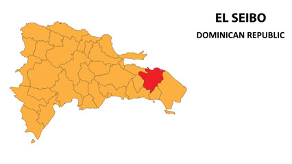 El Seibo Map is highlighted on the Dominican Republic map with detailed state and region outlines.