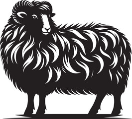 Black silhouette of domestic sheep on a white background vector illustration