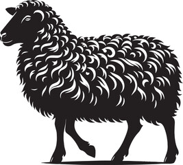 Black silhouette of domestic sheep on a white background vector illustration