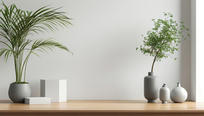 Clean white podium on a white background for product presentation in a minimalist style