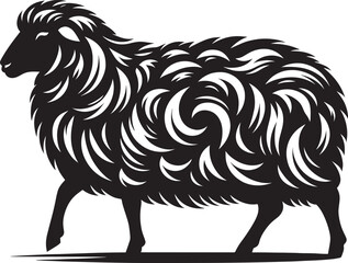 Black silhouette of domestic sheep on a white background vector illustration
